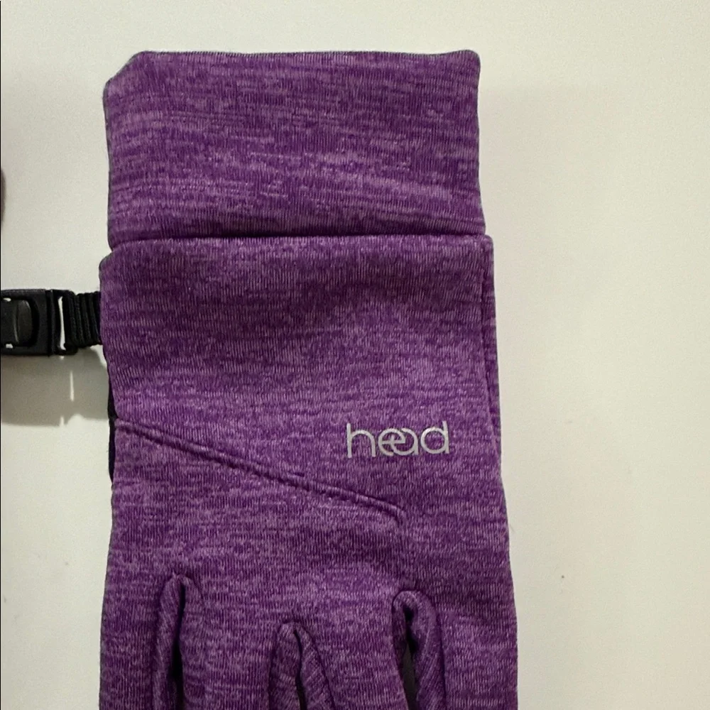 Girl's Head Touchscreen Gloves~Purple Size L Silicone Palm For Running Warm